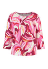Gerry Weber Floral Print Ribbed Top, Pink Multi