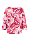 Gerry Weber Floral Print Ribbed Top, Pink Multi
