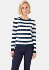Gerry Weber Striped Embellished Sweater, Navy and White