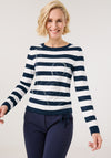 Gerry Weber Striped Embellished Sweater, Navy and White