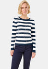 Gerry Weber Striped Embellished Sweater, Navy and White