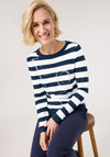 Gerry Weber Striped Embellished Sweater, Navy and White