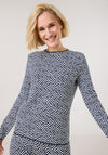 Gerry Weber Chevron Print Jumper, Navy