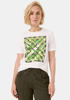 Gerry Weber Metallic Graphic T Shirt, White and Green