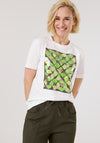 Gerry Weber Metallic Graphic T Shirt, White and Green