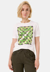 Gerry Weber Metallic Graphic T Shirt, White and Green