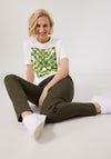 Gerry Weber Metallic Graphic T Shirt, White and Green