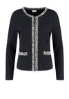Gerry Weber Leopard Trim Rib Cardigan, Black