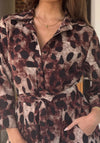 Girl In Mind Angela Leopard Print Shirt Dress, Brown