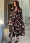 Girl In Mind Angela Leopard Print Shirt Dress, Brown