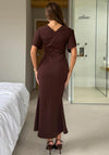 Girl In Mind Cleo Ruched Detail Midi Dress, Brown
