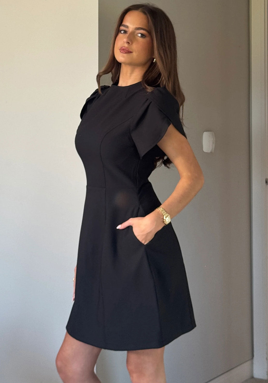 ami club dresses AMI Paris Cotton Stand Up Collar Buttoned Dress | Neutrals