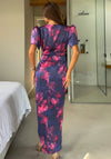 Girl in Mind Drew Puff Sleeve Faux Wrap Dress, Blue