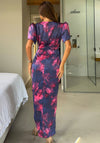 Girl in Mind Drew Puff Sleeve Faux Wrap Dress, Blue