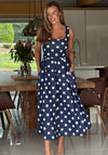 Girl in Mind Erica Polka Dot Midi Dress, Navy