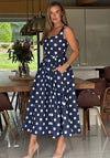 Girl in Mind Erica Polka Dot Midi Dress, Navy