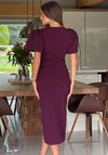 Girl in Mind Freya Ruched Wrap Midi Dress, Wine
