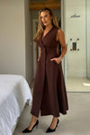 Girl In Mind Hazel Tailored Sleeveless Midi Dress, Brown