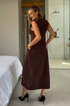 Girl In Mind Hazel Tailored Sleeveless Midi Dress, Brown