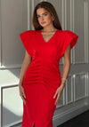 Girl in Mind Katniss Ruched Panel Pencil Dress, Red