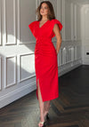 Girl in Mind Katniss Ruched Panel Pencil Dress, Red