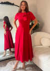 Girl in Mind Minta Bow Detail Short Sleeve Midi Dress, Red