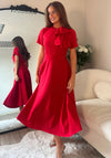Girl in Mind Minta Bow Detail Short Sleeve Midi Dress, Red