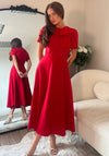 Girl in Mind Minta Bow Detail Short Sleeve Midi Dress, Red