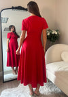 Girl in Mind Minta Bow Detail Short Sleeve Midi Dress, Red