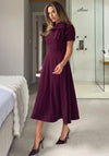 Girl in Mind Minta Bow Detail Short Sleeve Midi Dress, Wine