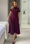 Girl in Mind Minta Bow Detail Short Sleeve Midi Dress, Wine