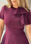 Girl in Mind Minta Bow Detail Short Sleeve Midi Dress, Wine