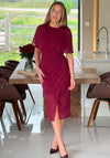 Girl in Mind Vivienne Cape Detail Wrap Pencil Dress, Wine