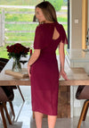 Girl in Mind Vivienne Cape Detail Wrap Pencil Dress, Wine