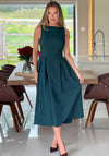 Girl in Mind Nesta Boat Neck Skater Midi Dress, Green