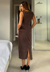 Girl In Mind Vicky Tailored Suede Midi Skirt, Brown