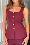 Girl In Mind Jamie Waistcoat & Trouser Set, Wine