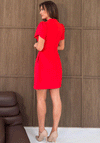 Girl In Mind Ami High Neck Tulip Sleeve Mini Dress, Red
