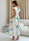 Girl In Mind Betty Asymmetric Floral Print Midi Dress, Green Multi