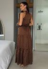 Girl in Mind Zaynab Polka Dot Halter Neck Dress, Brown