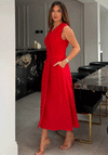 Girl In Mind Hazel Tailored Midi Dress, Red