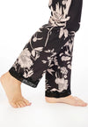 Slenderella Satin Floral Print Cami & Trouser Set, Black
