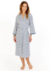 Gaspe Leopard Print Kimono Wrap Dressing Gown, Blue