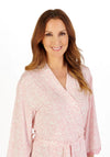 Gaspe Leopard Print Kimono Wrap Dressing Gown, Pink