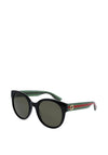Gucci GG0035SN Ladies Round Wayfarer Sunglasses, Black
