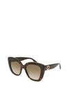 Gucci GG0327S Ladies Cat Eye Rounded Sunglasses, Tortoise Shell