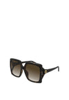 Gucci GG0876SA Ladies Oversized Square Sunglasses, Havana