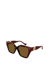 Gucci GG1023S Ladies Cat Eye Logo Sunglasses, Burgundy