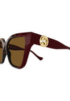 Gucci GG1023S Ladies Cat Eye Logo Sunglasses, Burgundy