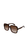 Gucci GG1066S Ladies Oversized Square Sunglasses, Havana